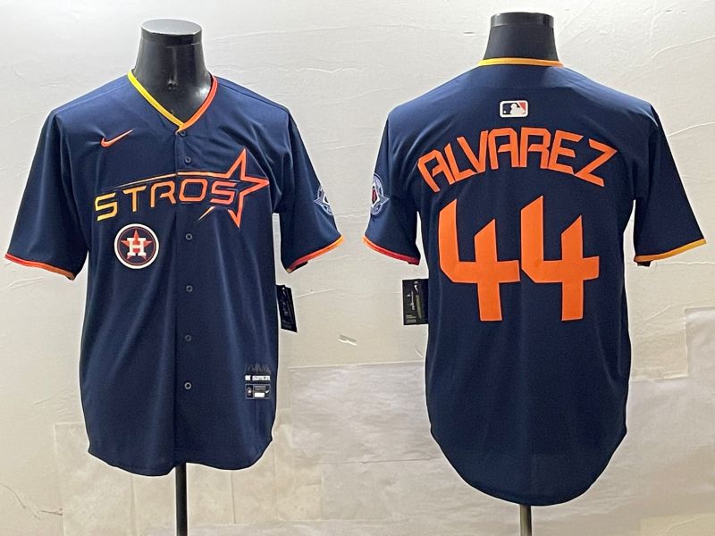 Men Houston Astros 44 Alvarez Drak Blue Three generations Joint Name 2025 Nike MLB Jersey style 10